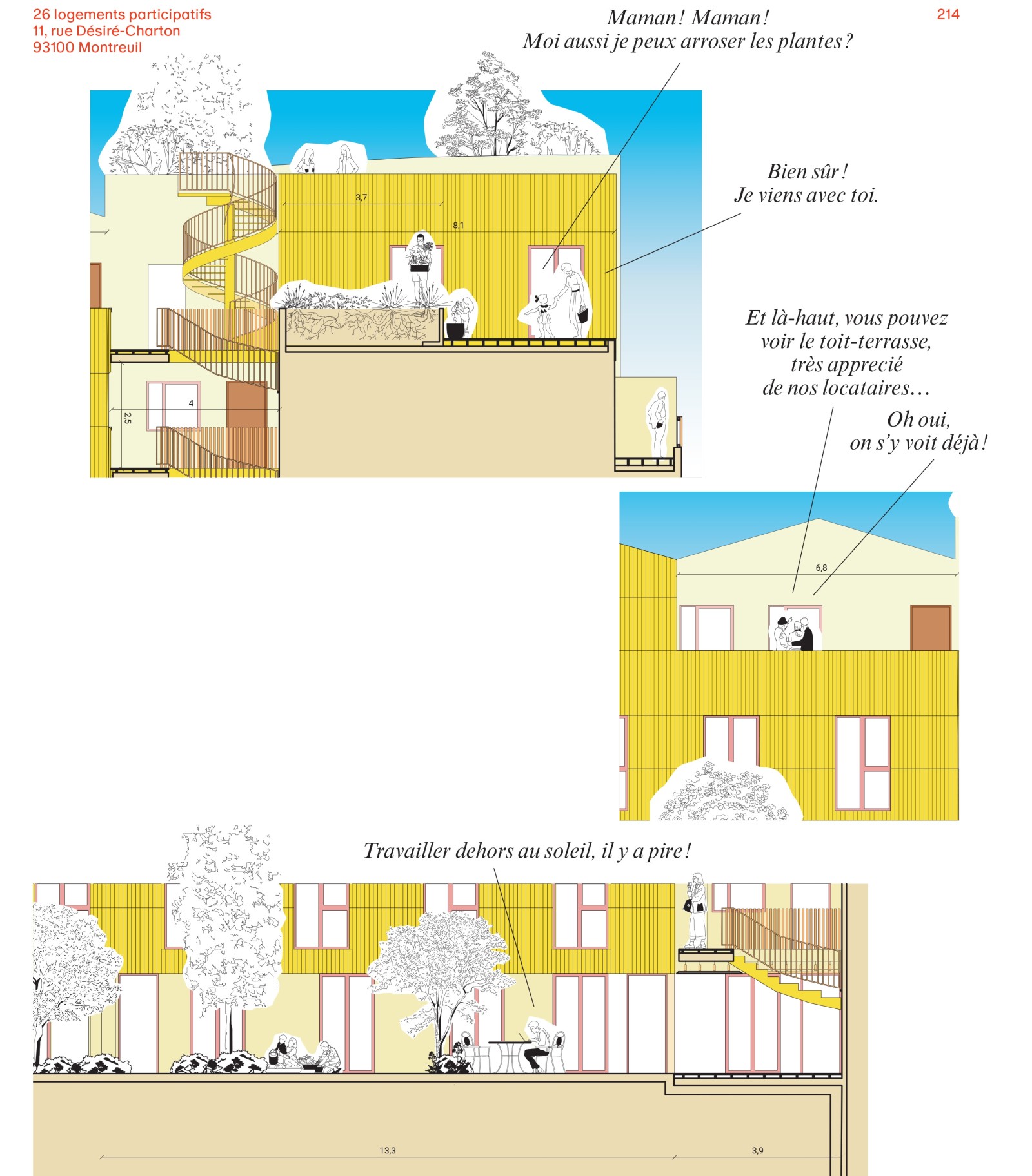 Mise en scène des parties communes, 26 logements participatifs, 11 rue Désiré-Charton, 93100 Montreuil