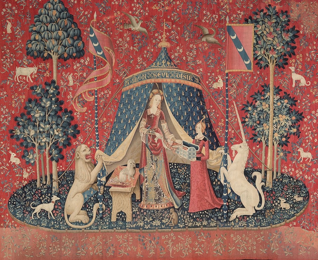 [AT THE ORIGINS  OF DECORATION] « À mon seul désir ». Sixth tapestry in The Lady with the Unicorn tapestry series, around 1484–1500. © RMN-Grand Palais (musée de Cluny-musée national du Moyen Âge)/Michel Urtado.