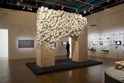 Living Bricks uses mycelium as a living building material, The Living, architects, for the exhibition 'La Fabrique du vivant', Centre Pompidou, 2019. © Andres Baron, courtesy of The Living