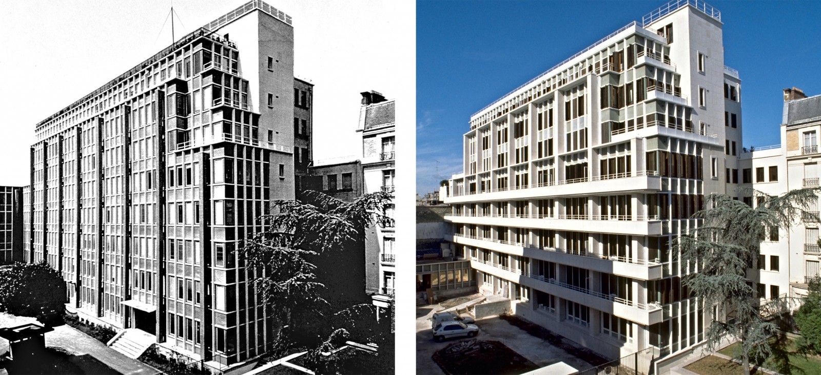 Reconversion d'un immeuble de bureaux en logements, 1996. 22 rue Boileau, 75016 Paris. Atelier Lion Associés, architectes / RIVP, maître d'ouvrage.